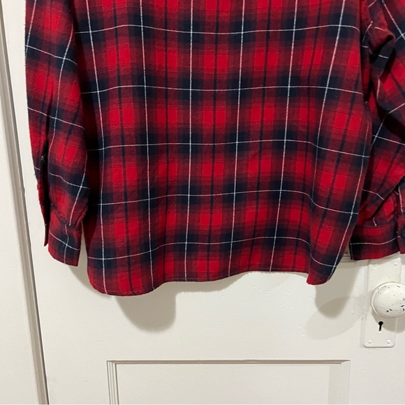 H&M Red and Navy Plaid Flannel Shirt - Picture 4 of 11